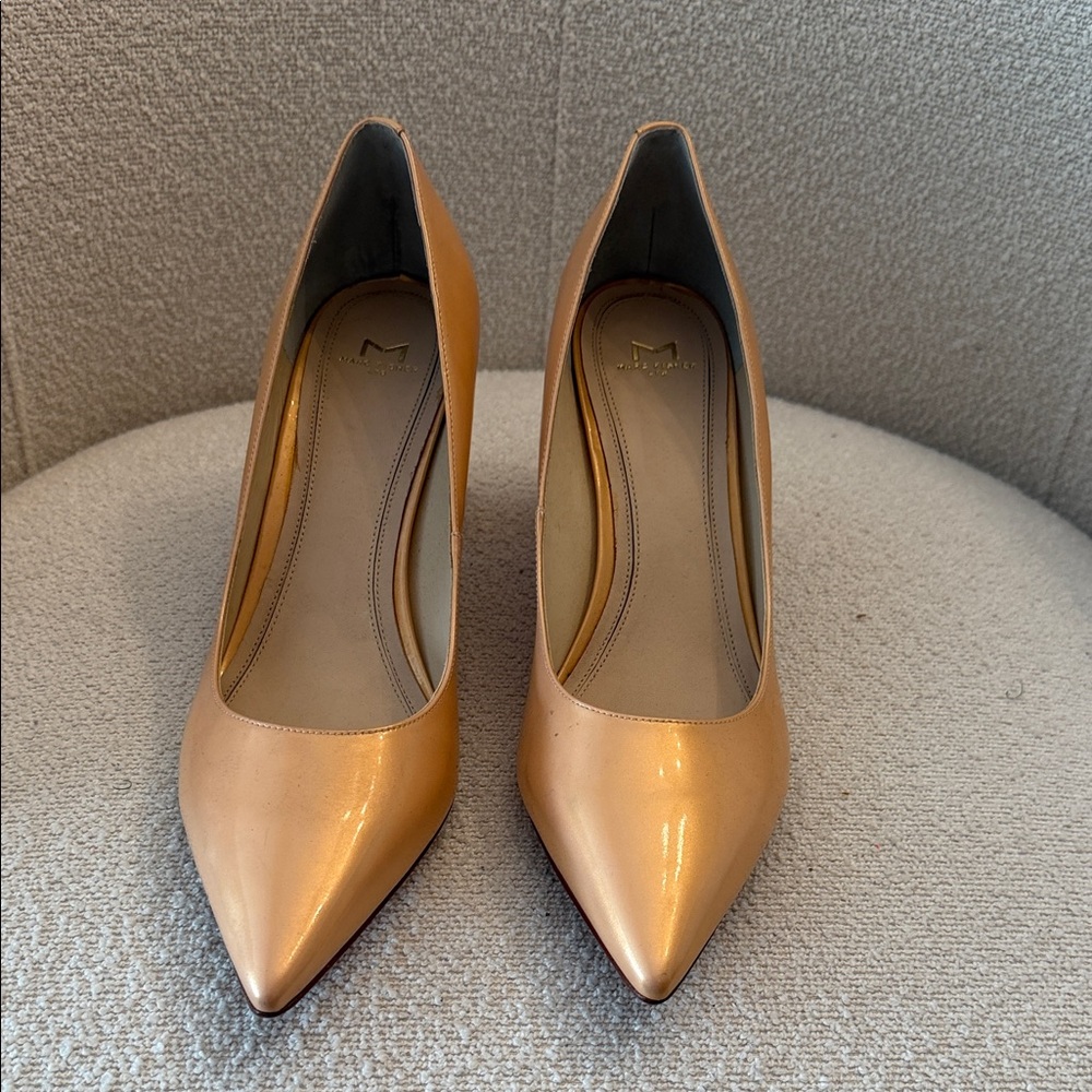 Marc Fisher Classic Pointed-Toe Leather Pumps in Nude